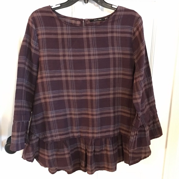 Doe & Rae Tops - Doe & Rae Plaid Peplum Top